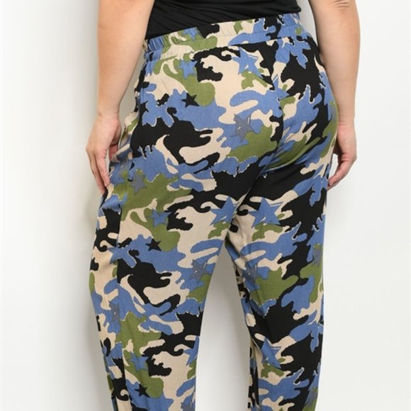 Camo Cutie plus size Pants- Blue - Picture 2 of 3
